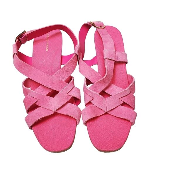 Cole Haan Pink Suede Espadrille Sandals Size 8.5 - Picture 2 of 9
